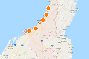 Hotely na mapě, Ras Al Khaimah